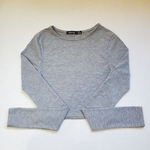 Grey Long Sleeve Crop Top